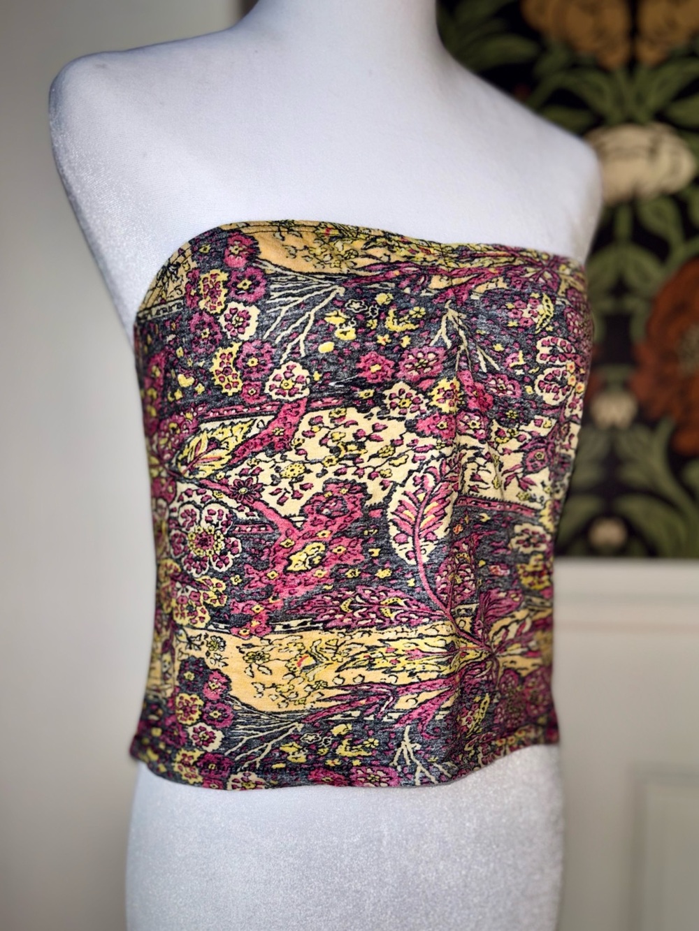 Obey Strapless Floral Tube Top Boho